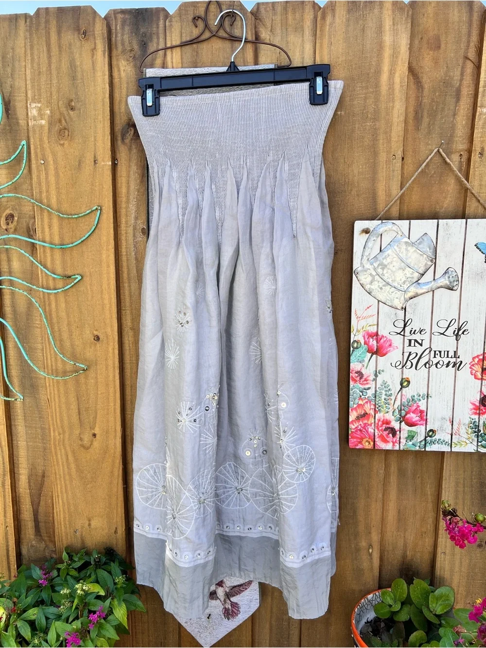 Lapis Anthropologie Women’s Light Gray Convertible Strapless Dress OR Skirt OS
